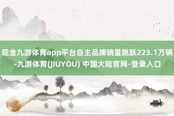 现金九游体育app平台自主品牌销量跳跃223.1万辆-九游体育(JIUYOU) 中国大陆官网-登录入口